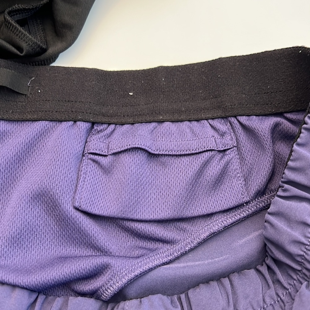 2 pair Reebok speedwick running shorts 1 black 1 purple w/ built in panty size L - Picture 13 of 16